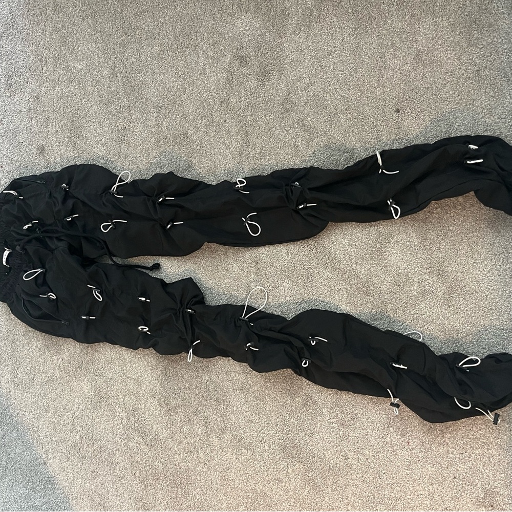 MNML Black Scarf with White Ties